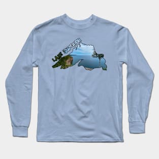 Lake Superior Outline (Palisade Head) Long Sleeve T-Shirt